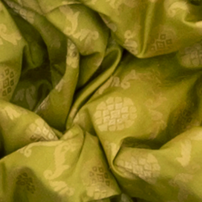 Olive Green Handwoven Banarasi Silk Saree With Contrast Pink Border & Pallu-Olive Green