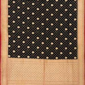 Black Handwoven Banarasi Khaddi Georgette Saree With Maroon Border-Black