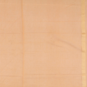 Peach Handwoven Banarasi Cotton Saree With Flower Motifs-Peach