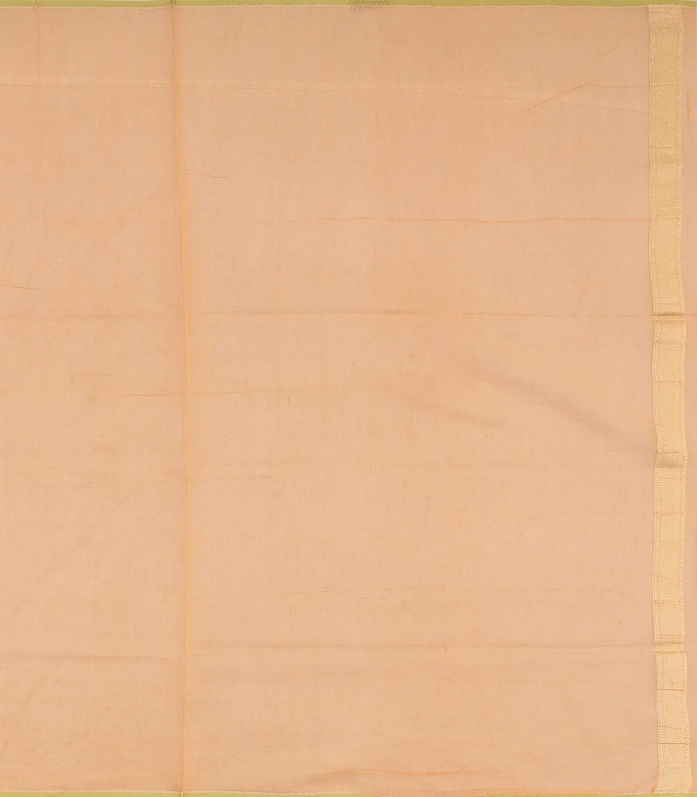 Peach Handwoven Banarasi Cotton Saree With Flower Motifs-Peach