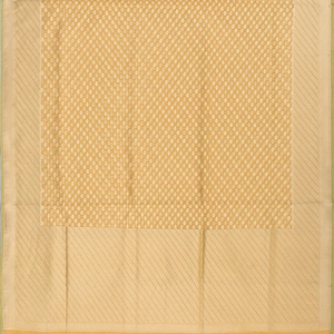 Sandal Handwoven Banarasi Cotton Saree With Flower Motifs-Sandal