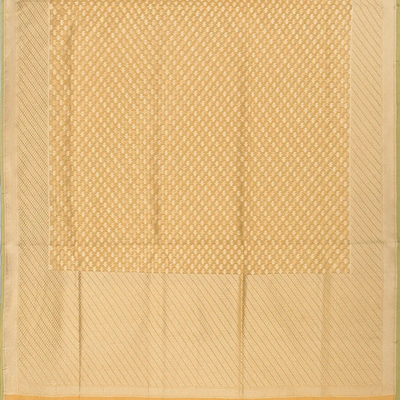 Sandal Handwoven Banarasi Cotton Saree With Flower Motifs-Sandal