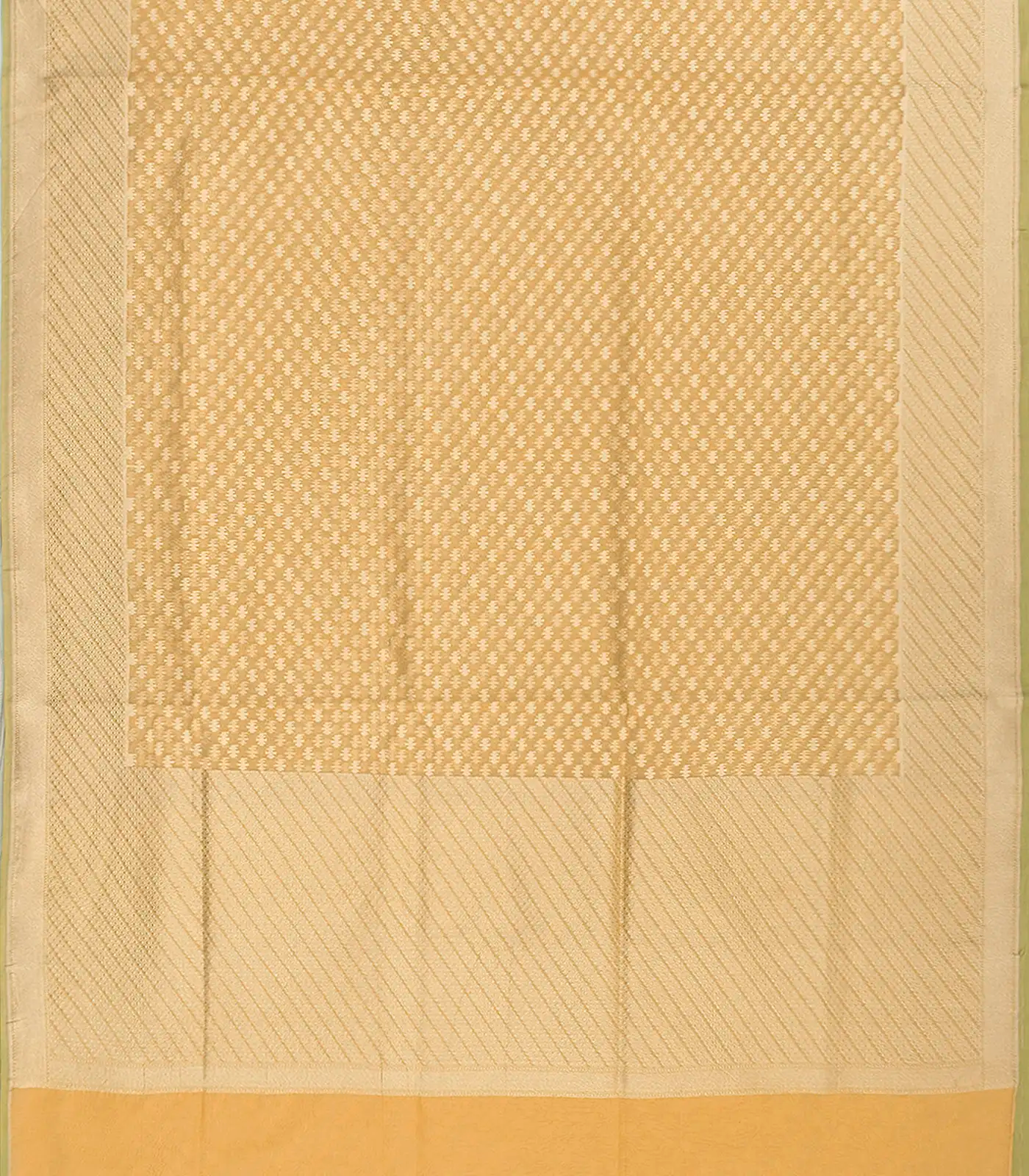 Sandal Handwoven Banarasi Cotton Saree With Flower Motifs-Sandal