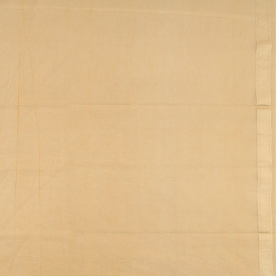 Sandal Handwoven Banarasi Cotton Saree With Flower Motifs-Sandal