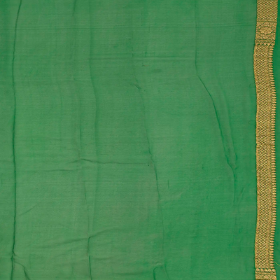 Red Banarasi Khaddi Georgette Saree With Contrast Green Border-Red