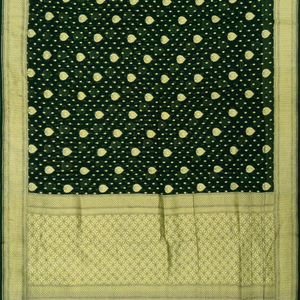 Bottle Green Banarasi Khaddi Georgette Saree With Flower Motifs-Bottle Green