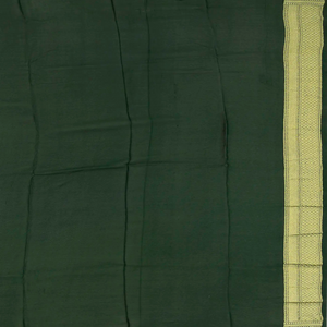Bottle Green Banarasi Khaddi Georgette Saree With Flower Motifs-Bottle Green