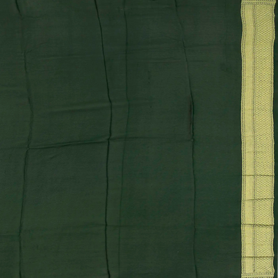 Bottle Green Banarasi Khaddi Georgette Saree With Flower Motifs-Bottle Green