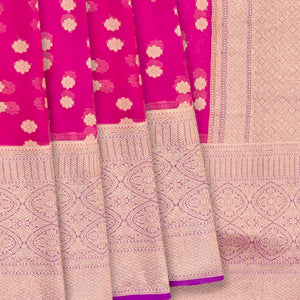 Pink Banarasi Khaddi Georgette Saree With Kamalam Motifs-Pink