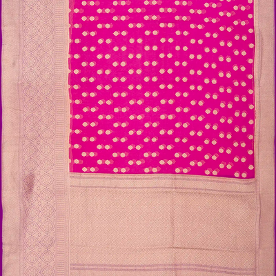 Pink Banarasi Khaddi Georgette Saree With Kamalam Motifs-Pink