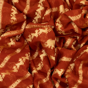 Crimson Banarasi Khaddi Georgette Saree With Diagonal Stripes-Crimson