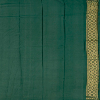 Dark Green Banarasi Khaddi Georgette Saree With Floral Motifs-Dark Green