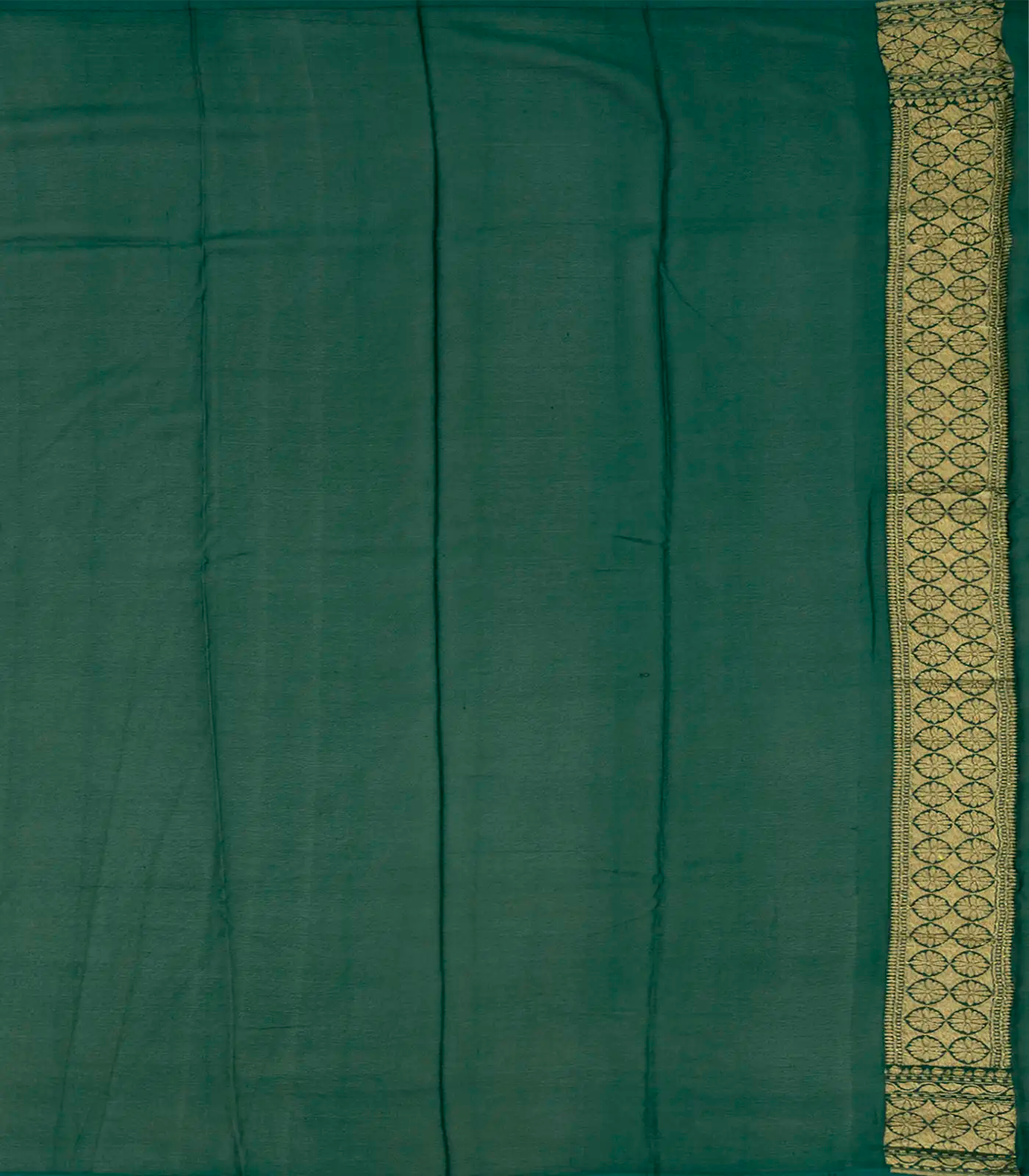 Dark Green Banarasi Khaddi Georgette Saree With Floral Motifs-Dark Green