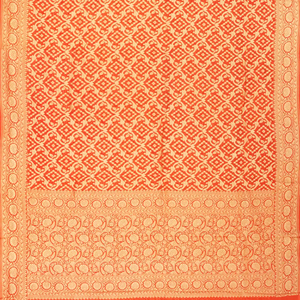 Orange Banarasi Khaddi Georgette Saree With Vine Motifs-Orange