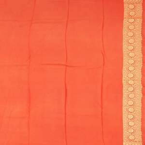 Orange Banarasi Khaddi Georgette Saree With Vine Motifs-Orange
