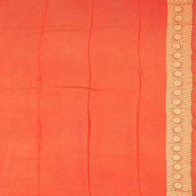 Orange Banarasi Khaddi Georgette Saree With Vine Motifs-Orange