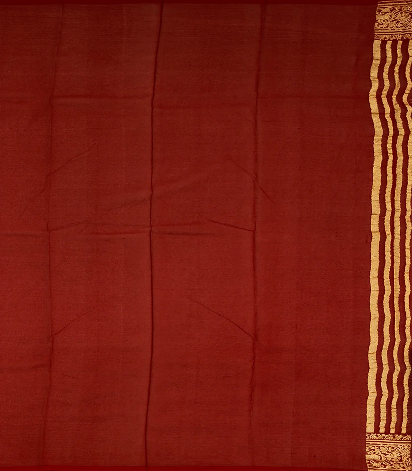 Dark Green Banarasi Khaddi Georgette Saree With Diagonal Stripes-Dark Green