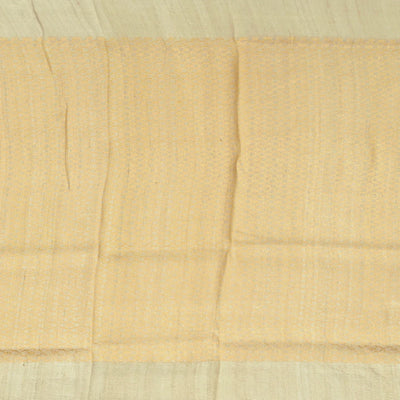 Cream Handwoven Banarasi Silk Saree With Floral Meena Border-Cream