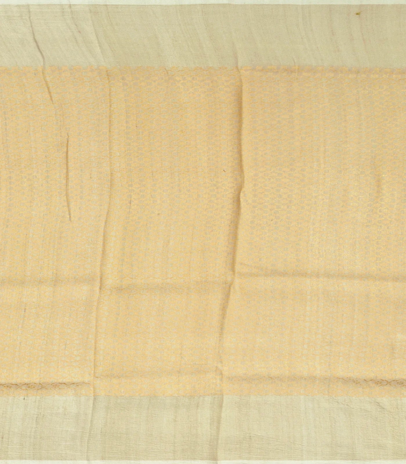 Cream Handwoven Banarasi Silk Saree With Floral Meena Border-Cream