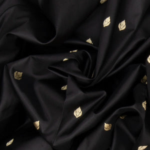 Black Banarasi Silk Saree With Floral Motifs-Black