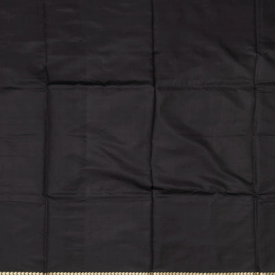 Black Banarasi Silk Saree With Floral Motifs-Black