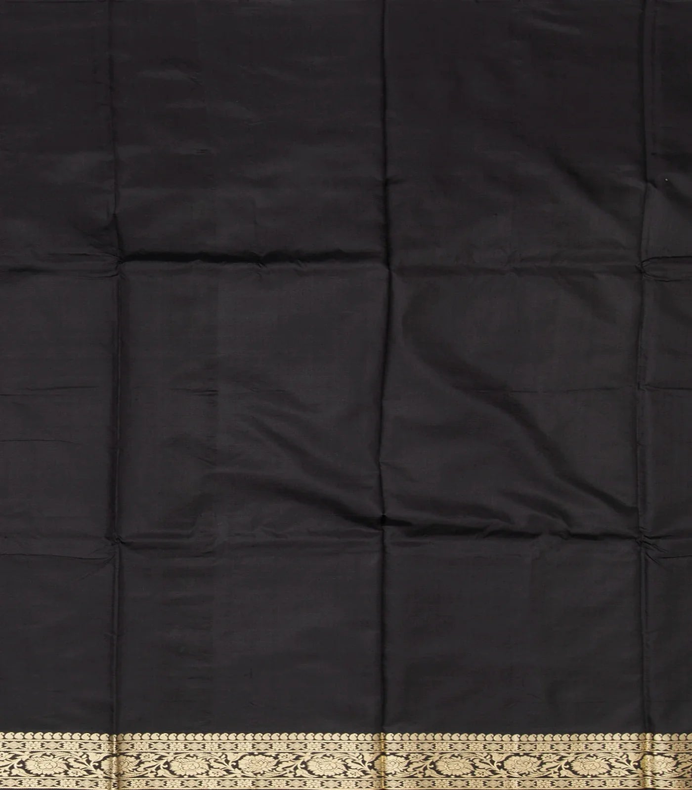 Black Banarasi Silk Saree With Floral Motifs-Black