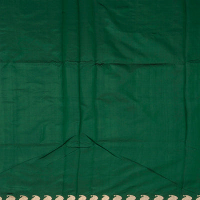 Dark Green Banarasi Silk Saree With Mango Motifs-Dark Green