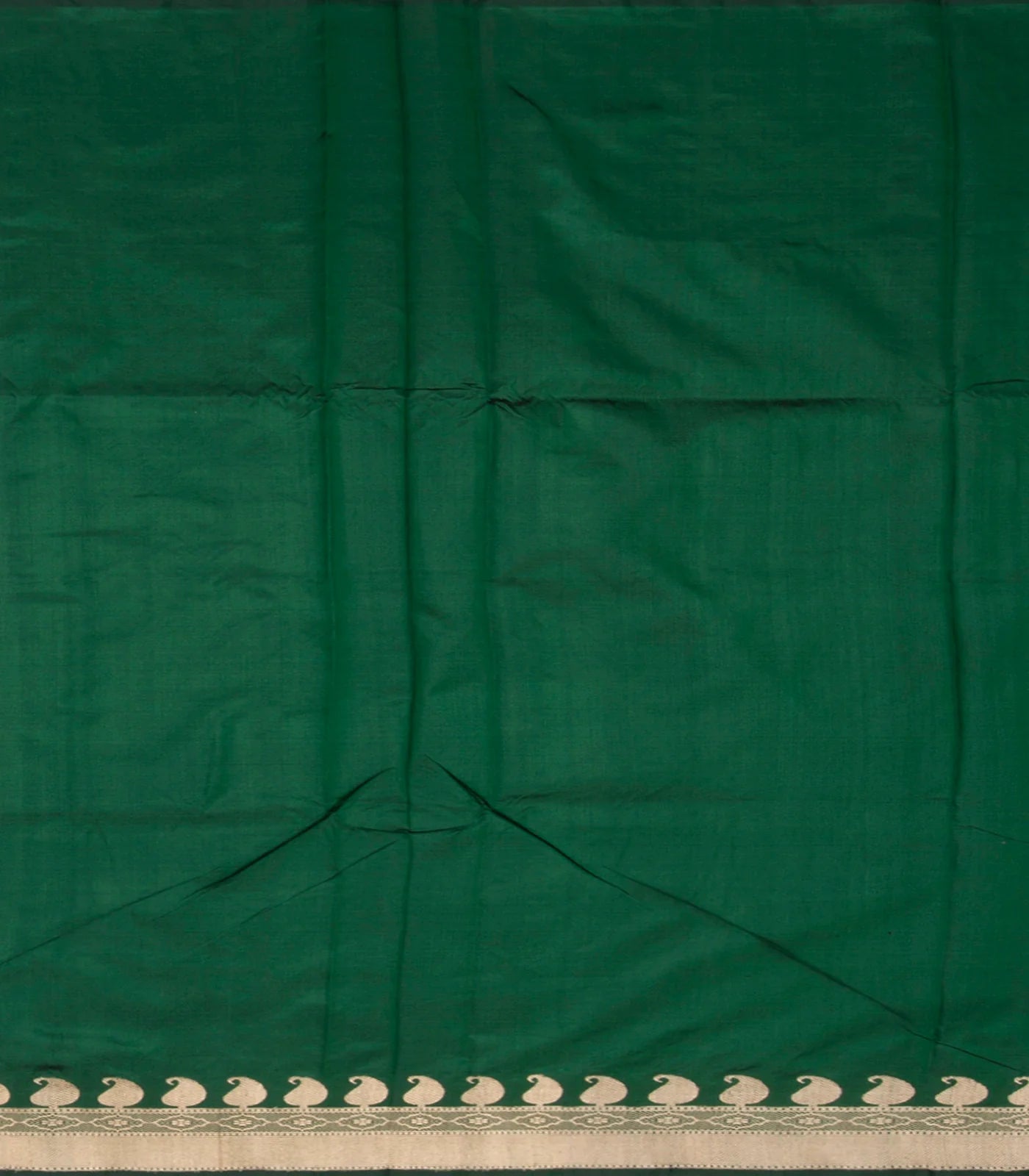 Dark Green Banarasi Silk Saree With Mango Motifs-Dark Green