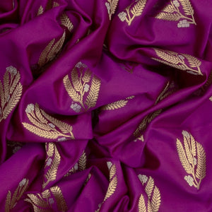 Magenta Handwoven Banarasi Silk Saree With Floral Butta-Pink