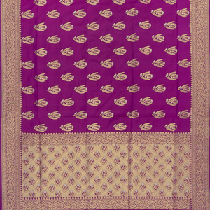 Magenta Handwoven Banarasi Silk Saree With Floral Butta-Pink