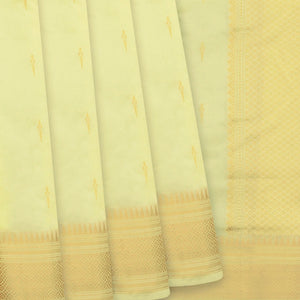 Cream Banarasi Silk Saree With Floral Butta-Cream