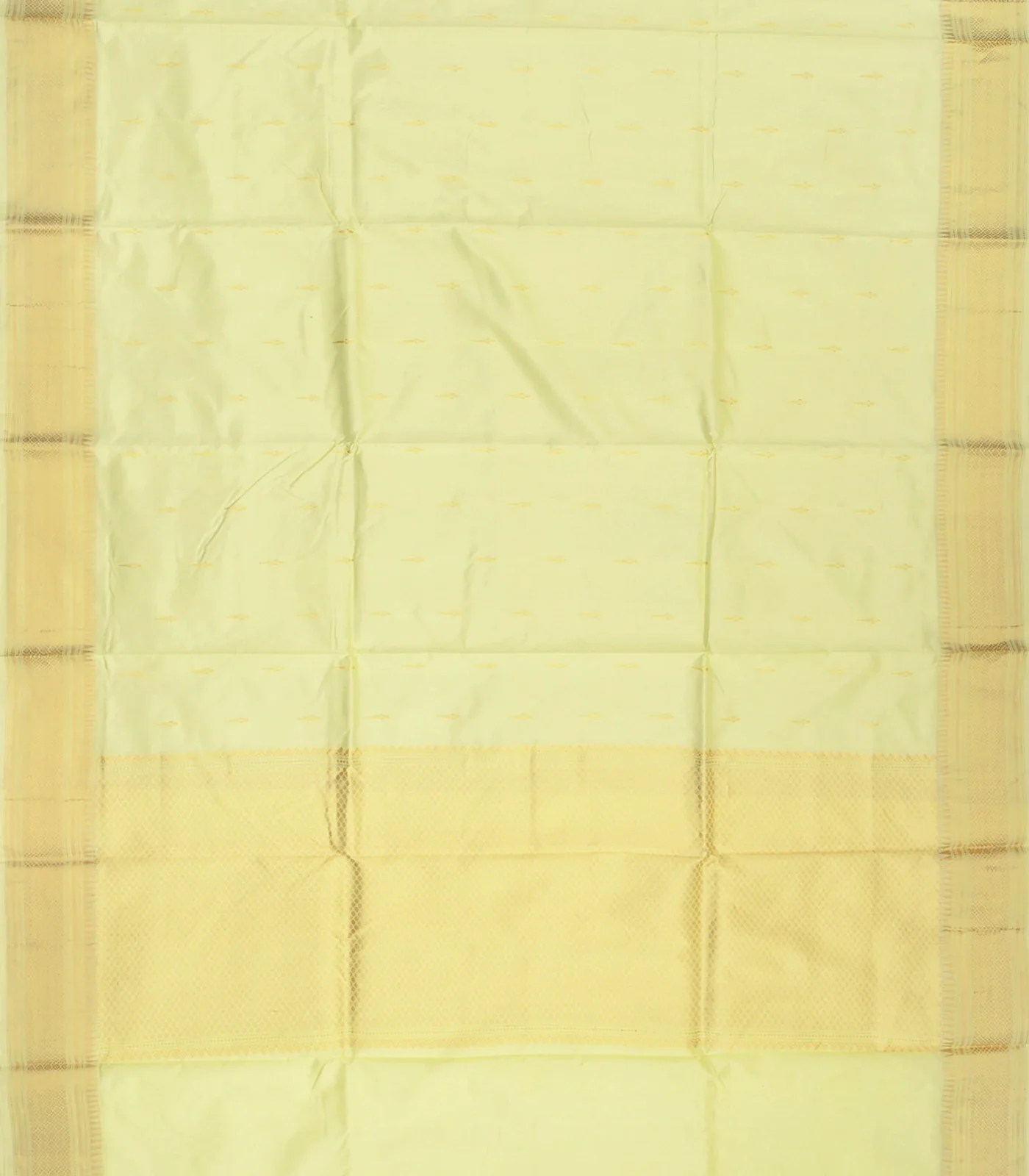 Cream Banarasi Silk Saree With Floral Butta-Cream