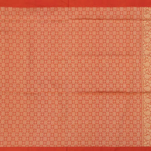 Red Handloom Banarasi Silk Saree With Floral Motifs & Vine Motifs in Border-Red