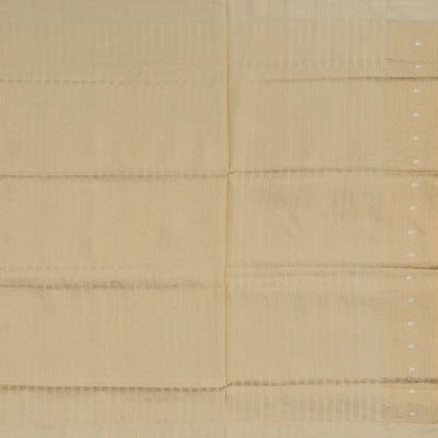 Beige Handloom Banarasi Silk Saree With Paisley Butta -Beige