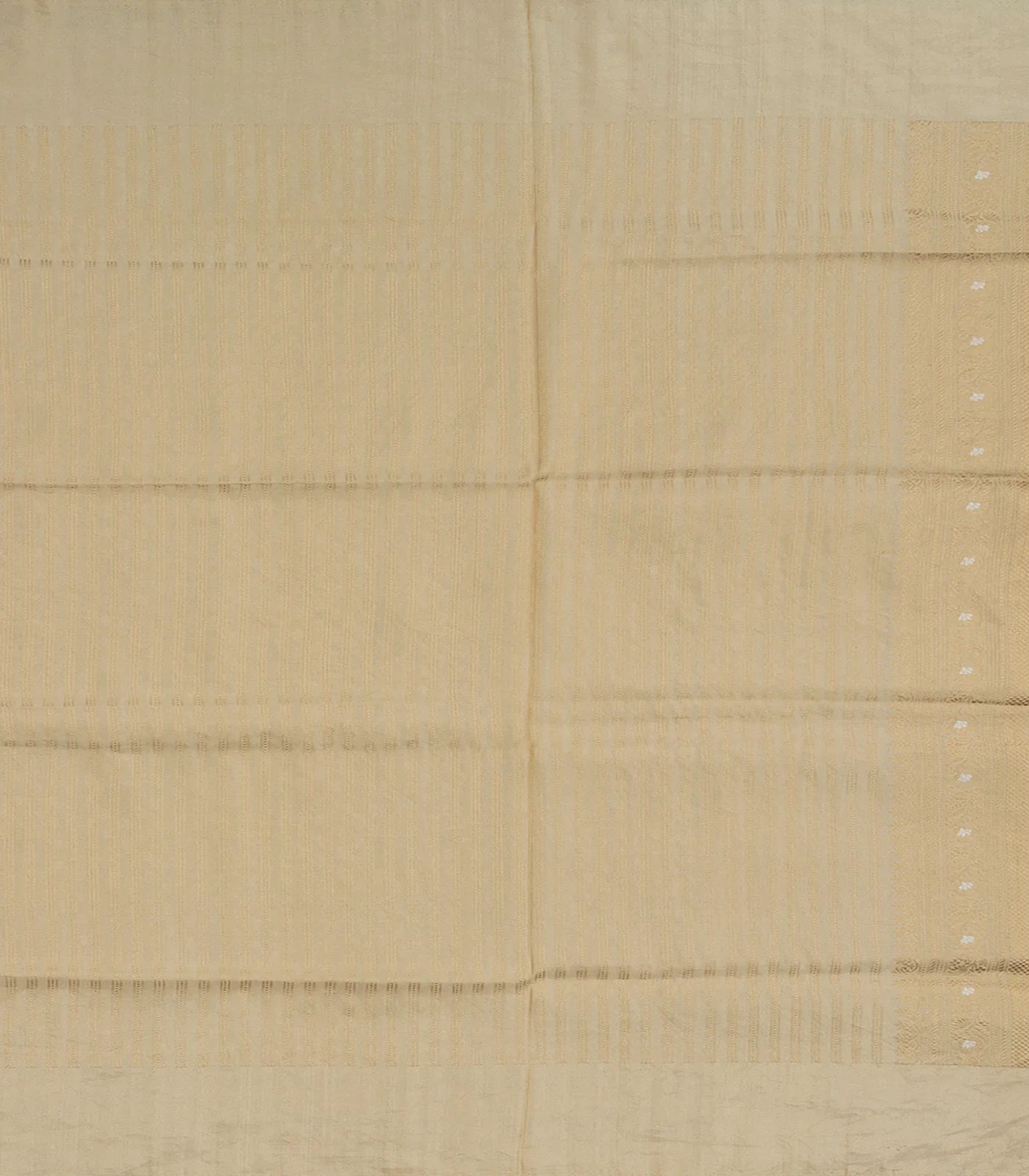 Beige Handloom Banarasi Silk Saree With Paisley Butta -Beige