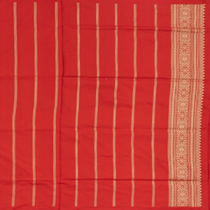 Orange Handloom Banarasi Silk Saree With Floral Butta-Orange