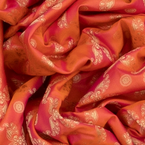 Orange Handloom Banarasi Silk Saree With Floral Jaal Motifs-Orange