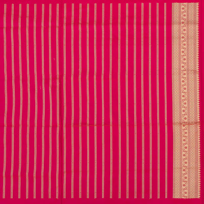 Orange Handloom Banarasi Silk Saree With Floral Jaal Motifs-Orange