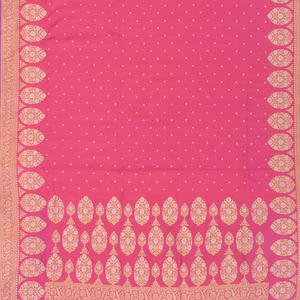 Bubble Gum Pink Handloom Banarasi Silk Saree With Moghul Flower Motifs-BubbleGum Pink