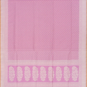 Bubble Gum Pink Handloom Banarasi Cotton Saree With Floral Motifs-BubbleGum Pink