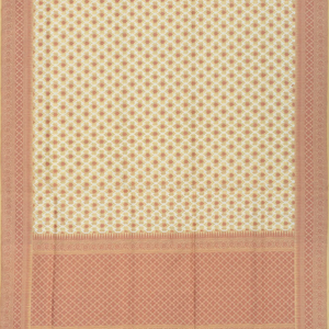 Sandal Handloom Banarasi Cotton Saree With Floral Jaal Motifs-Sandal