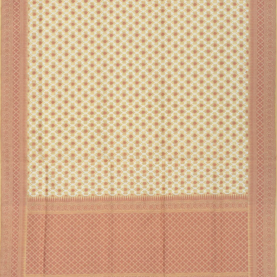 Sandal Handloom Banarasi Cotton Saree With Floral Jaal Motifs-Sandal