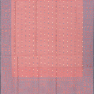 Dusty Pink Handloom Banarasi Cotton Saree With Floral Grey Border-Dusty Pink