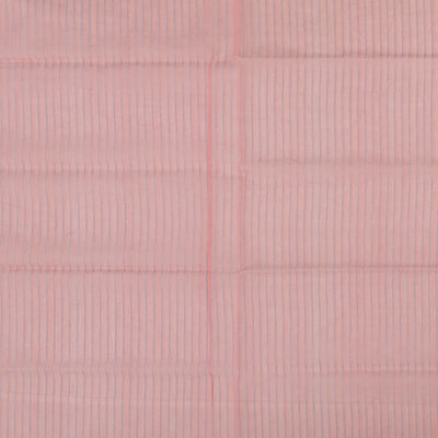 Dusty Pink Handloom Banarasi Cotton Saree With Floral Grey Border-Dusty Pink