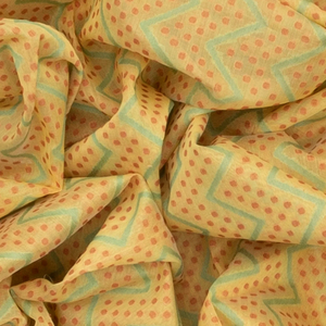 Cardamom Green Handloom Banarasi Cotton Saree With Chevron Motifs-Cardamom Green