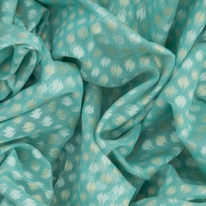 Turquoise Handloom Banarasi Cotton Saree With Floral Motifs-Turquoise