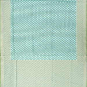 Turquoise Handloom Banarasi Cotton Saree With Floral Motifs-Turquoise