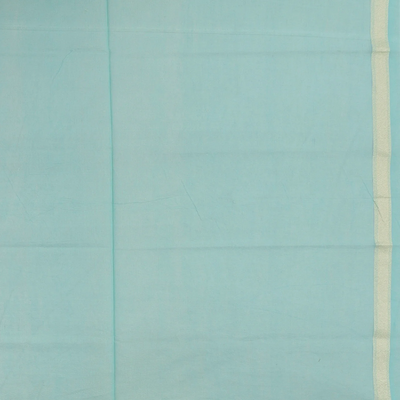 Turquoise Handloom Banarasi Cotton Saree With Floral Motifs-Turquoise