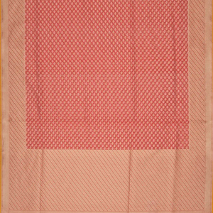 Red Handloom Banarasi Cotton Saree With Floral & Diagonal Motifs-Red