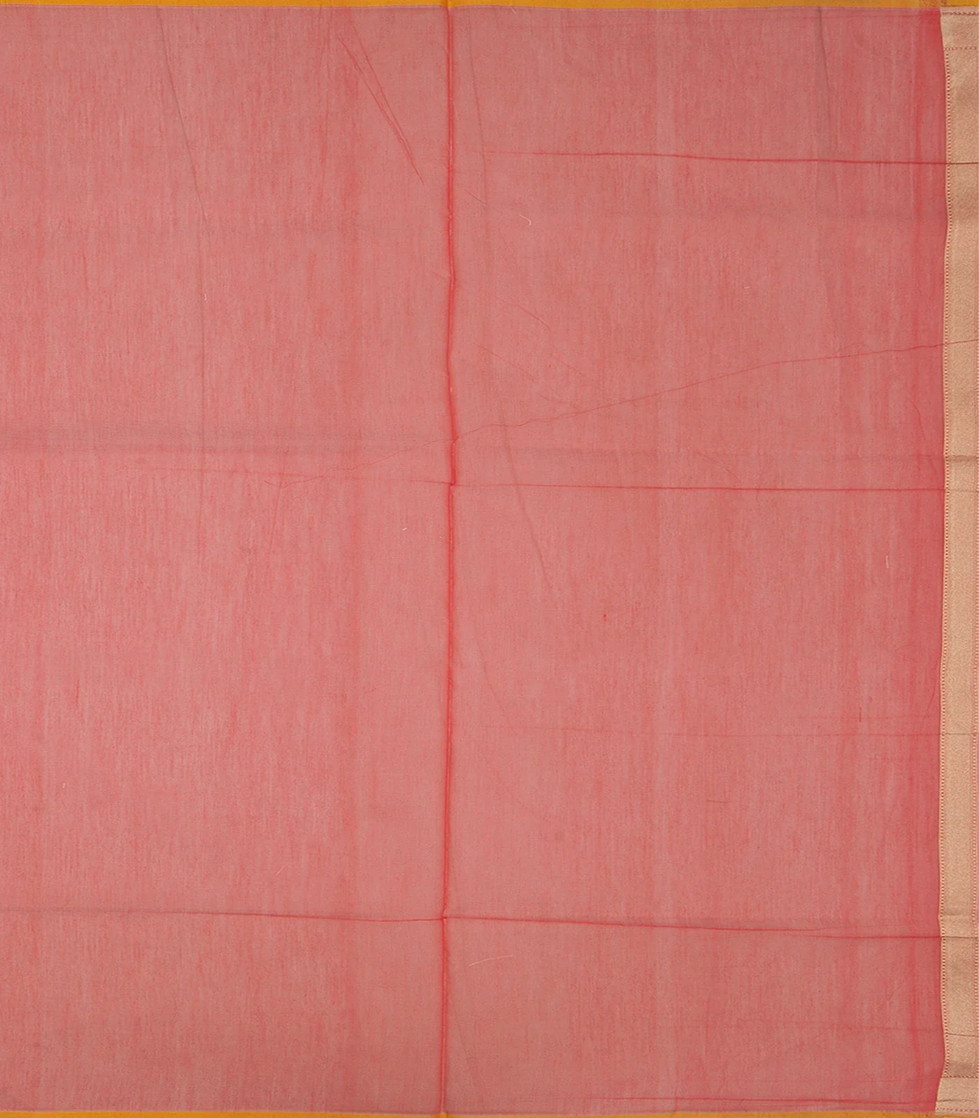 Red Handloom Banarasi Cotton Saree With Floral & Diagonal Motifs-Red